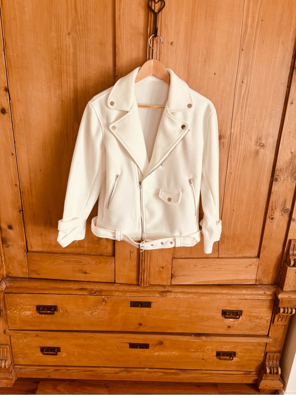 Women's White Moto/Biker Jacket